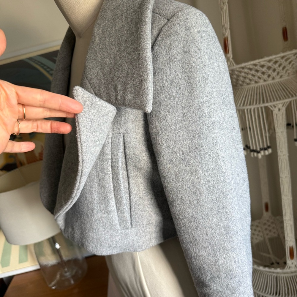 Designer Wool Gray Cropped Jacket - image 3